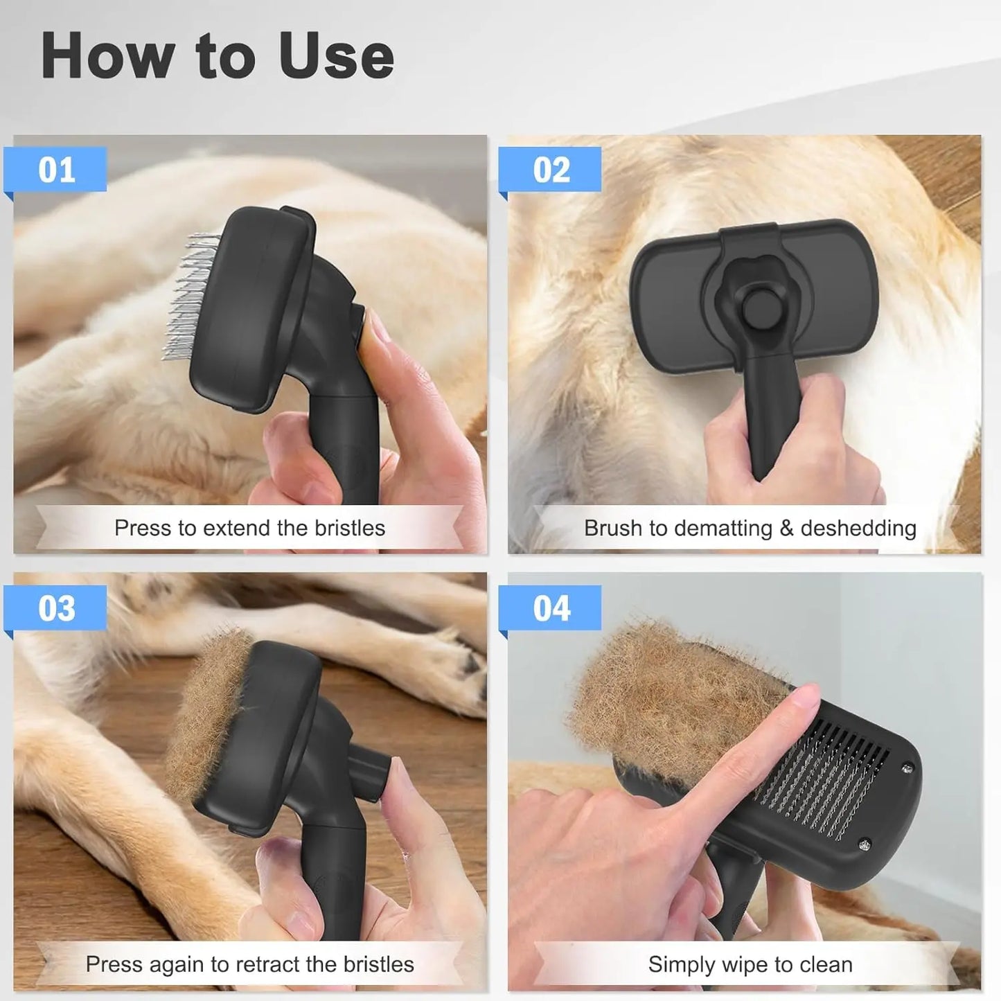 PawModo™ Self Cleaning Shedding Brush, Skin Friendly Grooming Tool For Cats and Dogs PawModo™
